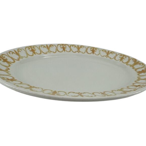 Platter Jackson China Gold Scroll pattern 13.5" L x 9.25” W Restaurantware MCM - Picture 3 of 13